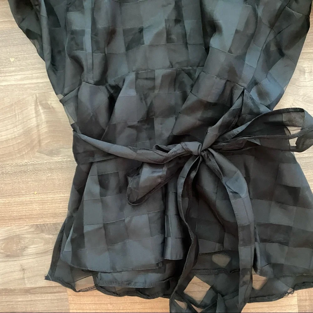 ASOS Black Sheer Puff Sleeve Blouse - Picture 5 of 7